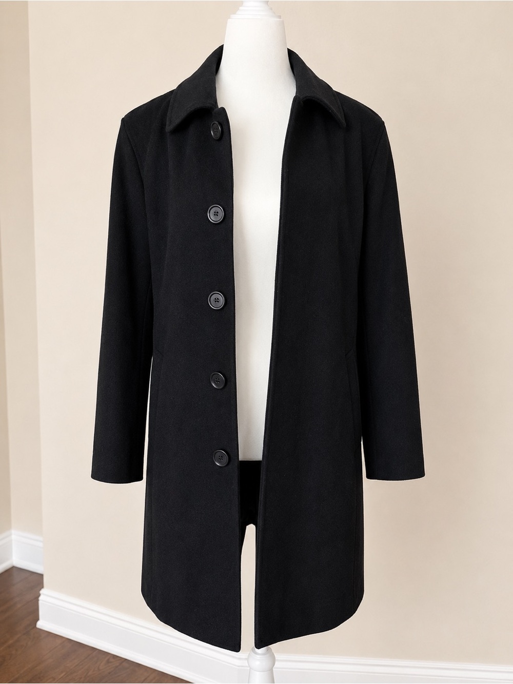 Bachrach Black Wool/Cashmere Blend Coat